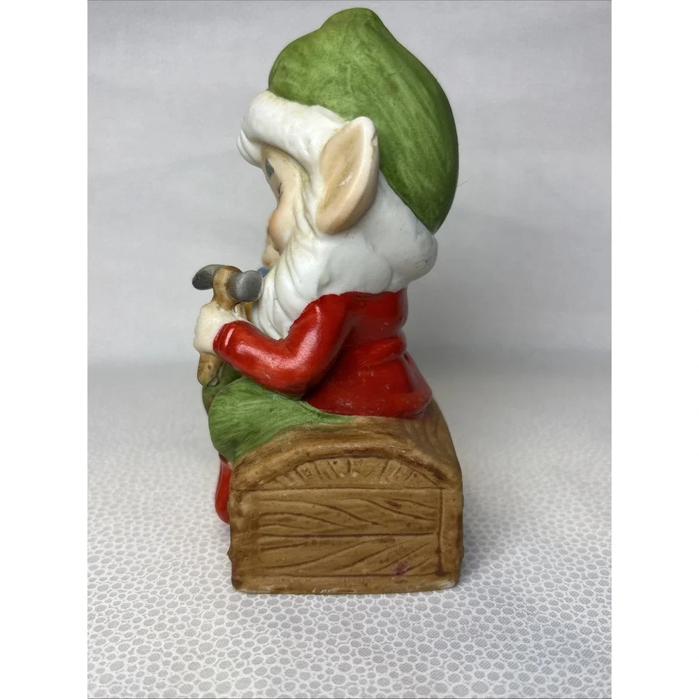 Adorable HOMCO CHRISTMAS‎ ELVES Figurines lot Of 2 Toy Makers, Vintage.